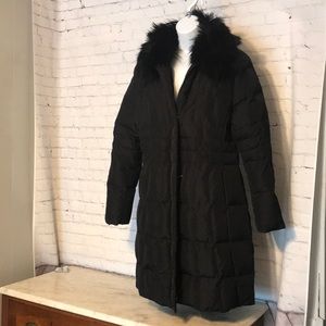 I Madison fur trimmed down long coat